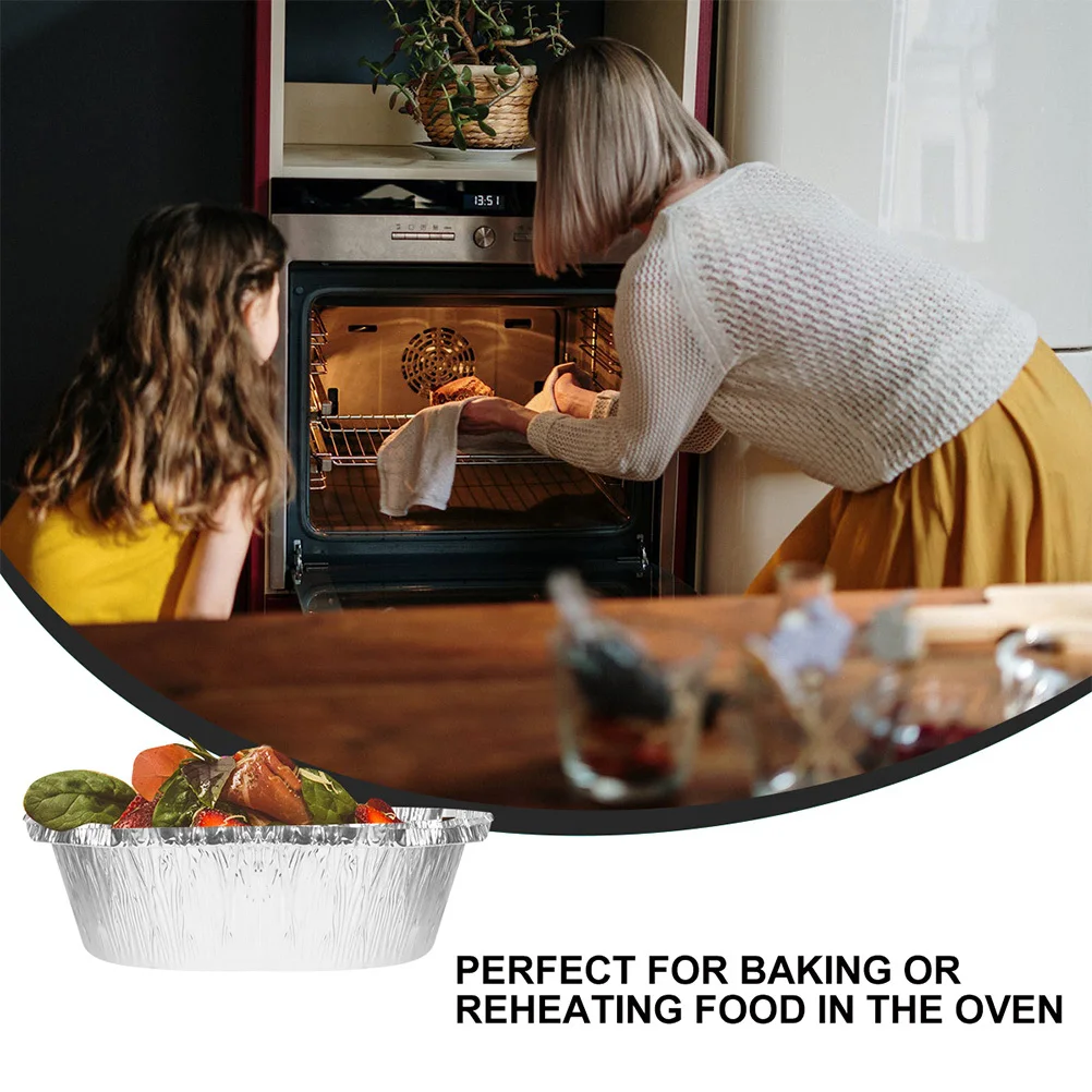 

125Pcs Tin Foil Bowls Oval Disposable Bbq Tray Oven Baking Pie Pans Stackable Storage Tin Foil Bowls Bbq Tray Pie Pans