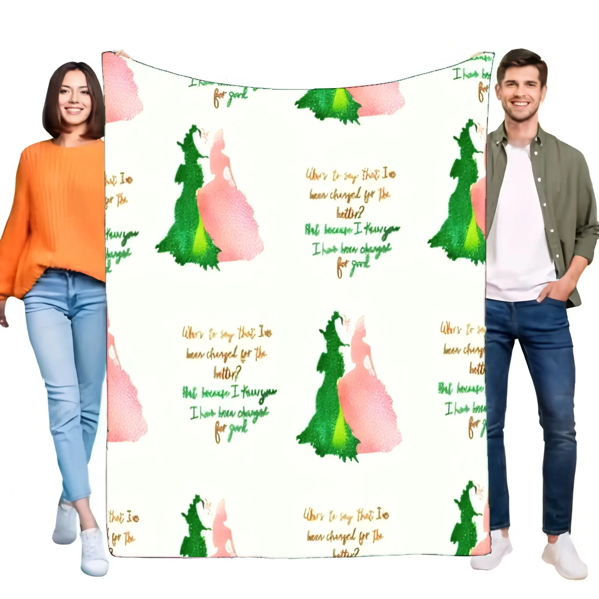 Wicked Musical For Good Lyrics Blanket, Elphaba Glinda Friendship Soft Cozy Fleece Throw Bed Sofa Decor Perfect Broadway Theater