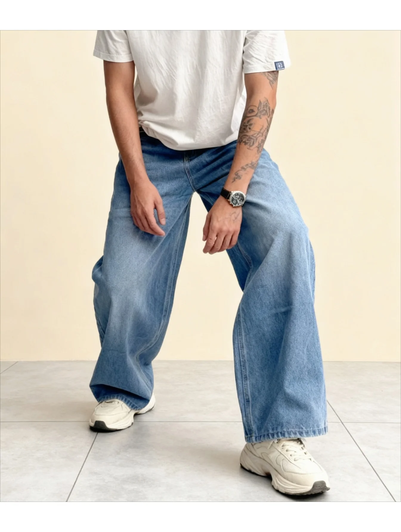 

Men's European Trendy Retro Wide-Leg Jeans Comfortable Breathable Vintage Versatile 4-Season Gift