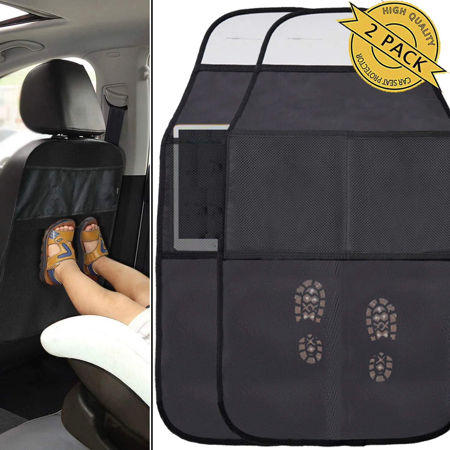 1/2 Stück Kinder-Autositz-Schutzmatte Trittschutz-Kissen Rückenlehnen-Schutzabdeckung Rutschfeste Aufbewahrungstasche Organizer