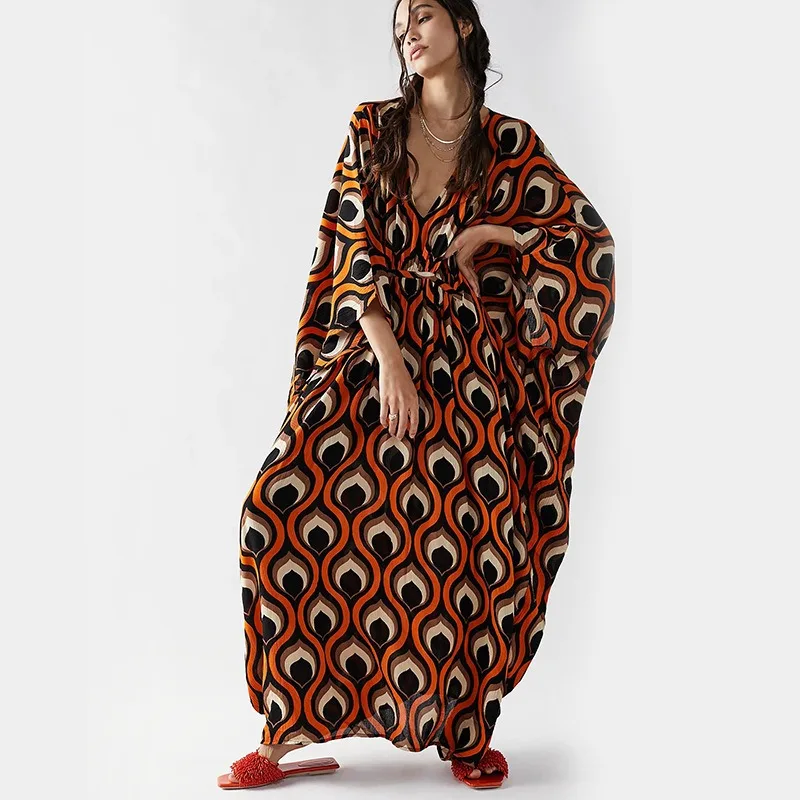 WeHello - Fashion 2024 Spring/Summer New Print Dress Bohemian Beach Style Long Dress for Women