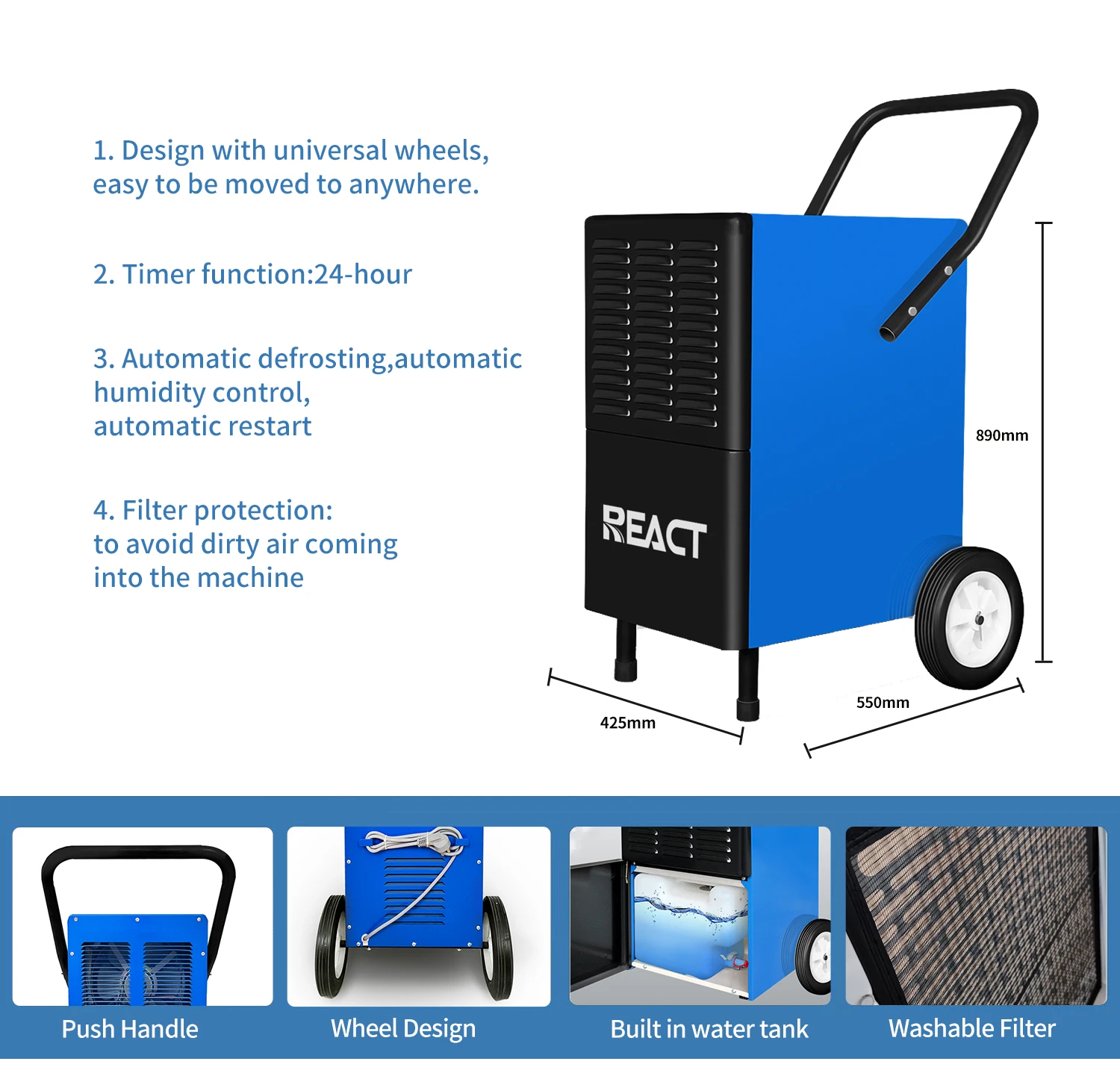 55L/D Most Selling Product Eurgeen Portable Dehumidifier Adjustable Commercial Dehumidifiers for Greenhouse