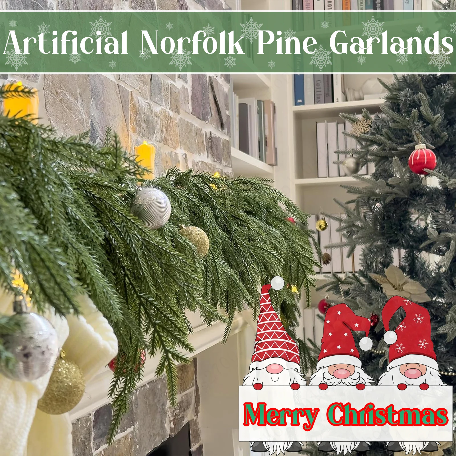 1-12 قطعة جديد عيد الميلاد نورفولك الصنوبر جارلاند مع مصباح ليد واقعية الاصطناعي نورفولك الصنوبر أكاليل حفلة عيد الميلاد ديكور المنزل