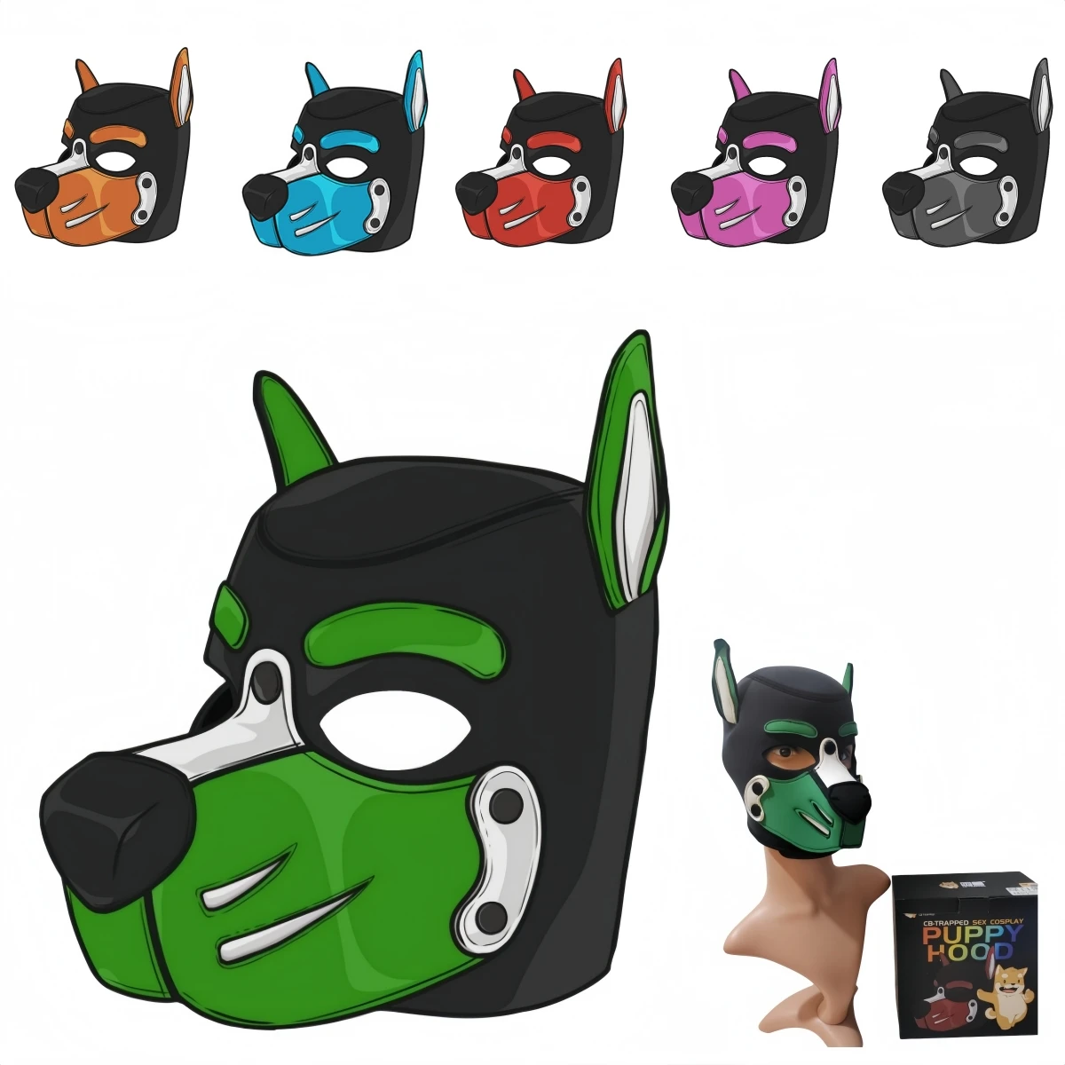 

2026 Fashion Unisex M/L Halloween Pupply Cosplay Many Colors Exotic Costumes of Women Man Open Mouth Dog Headgear Masks Hood