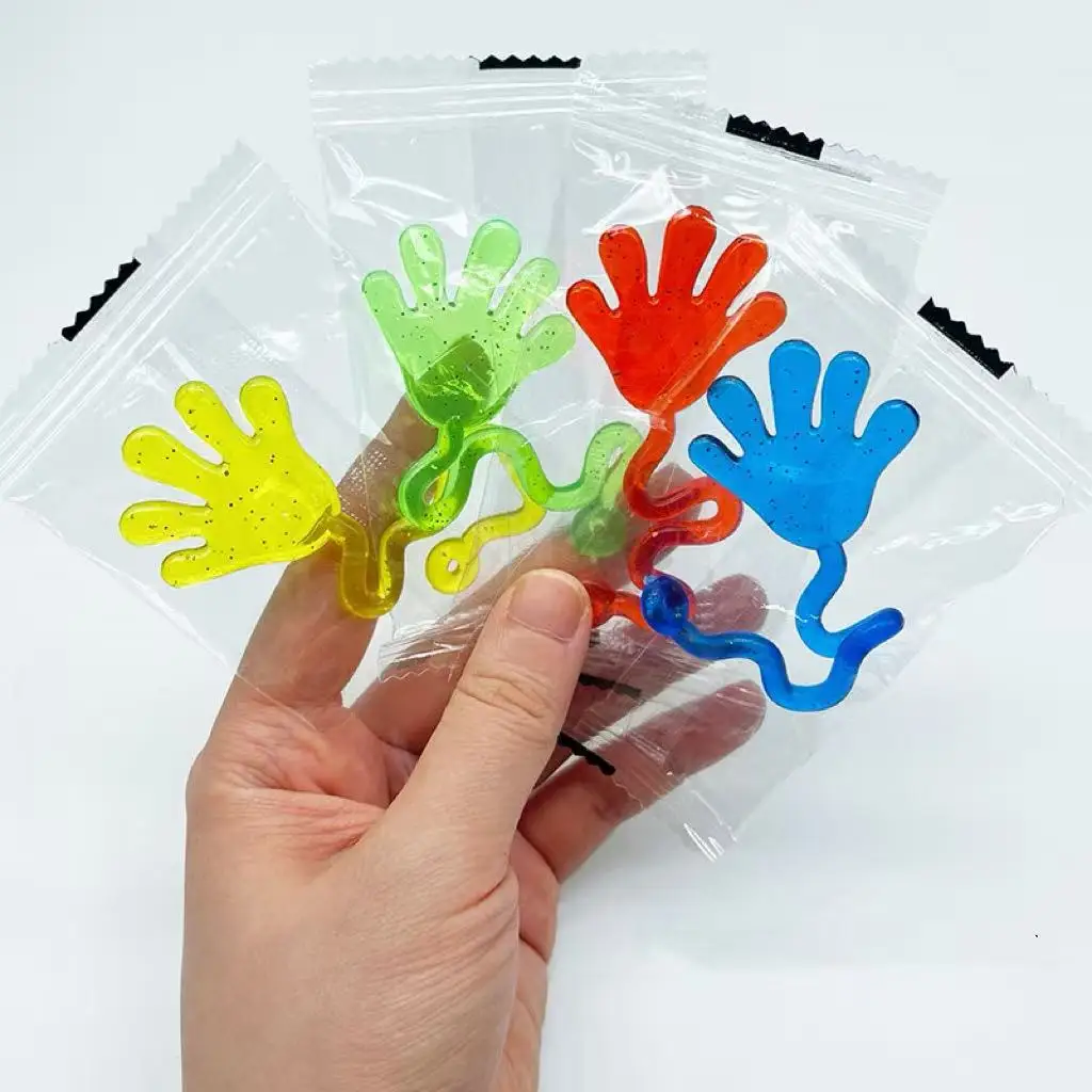 5-20 Piezas de Manos Pegajosas Divertidas con Purpurina para Niños, Juguete Elástico y Blandito para Palmas, Regalo Novedoso para Niños, Suministros para Fiestas y Recuerdos
