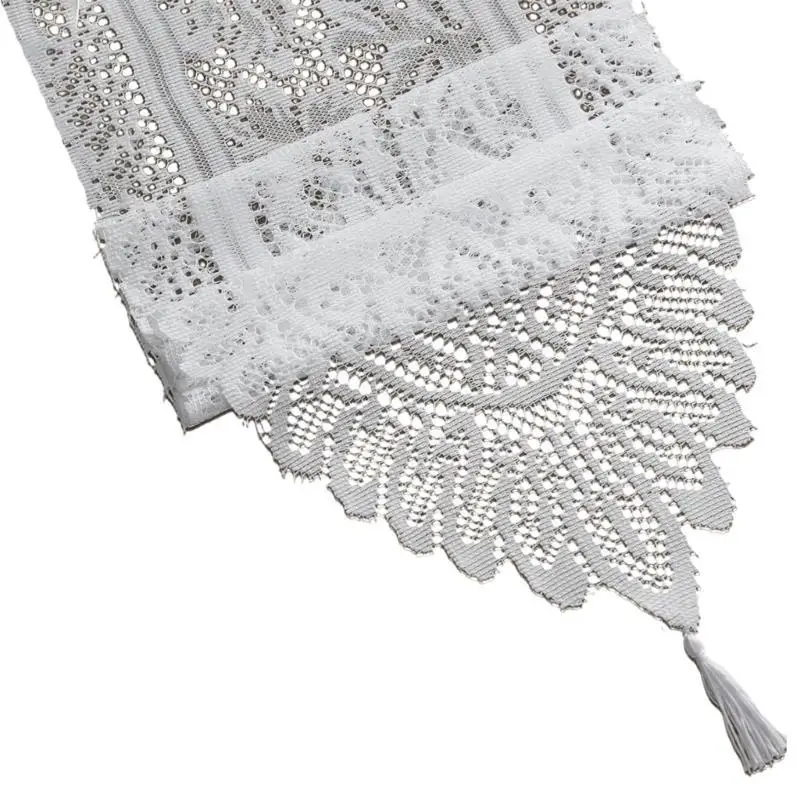 

31BB Lace Table Cover Table Runner Exquisitedly Embroidered Tasseled Table Cloth For Elevating Any Dining Setting Or Event