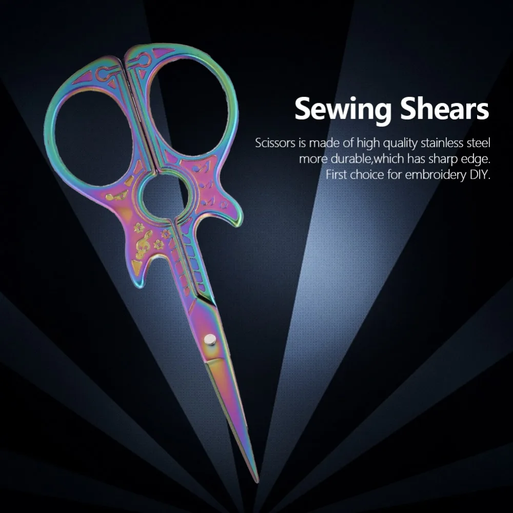 Fashionable Retro Guitar Shape Scissors Multicolour Cute Design Embroidery Scissors Sewing Scissors Embroidery Work