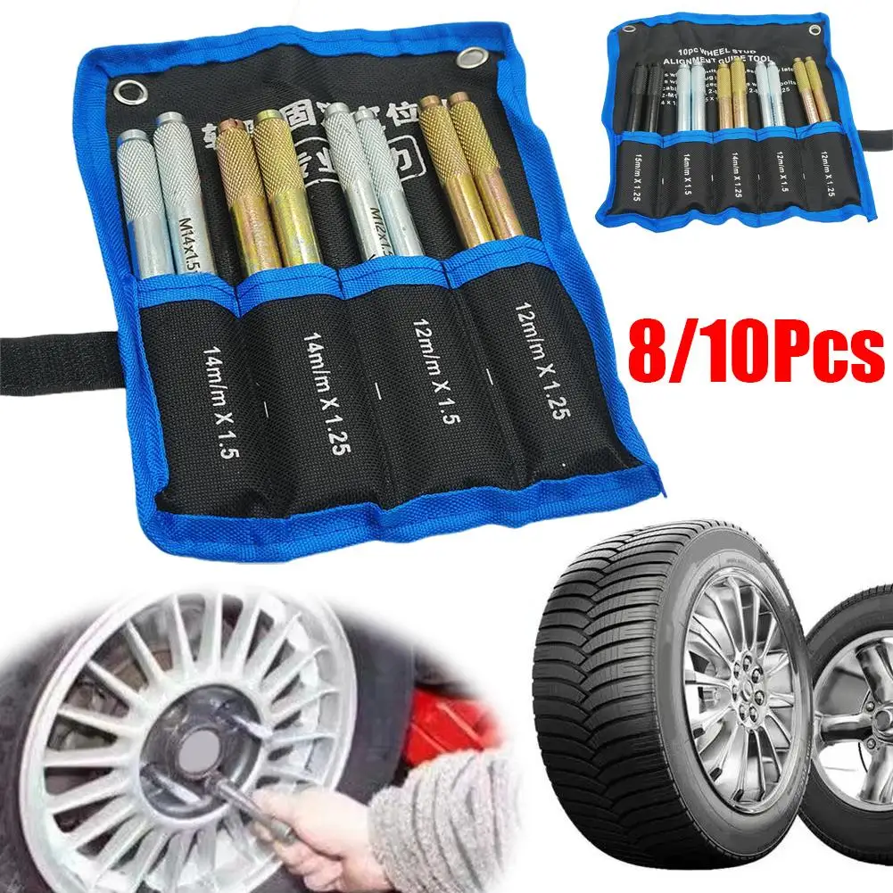 

10 pcs Wheel Hanger Alignment Pin Tight Grip Knurled End Wheel Fixing High Strength Universal Fit Metal for Vehicles