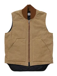 Men's Canvas Quilted Vest Rib Collar Autumn Winter Insulated Gilet