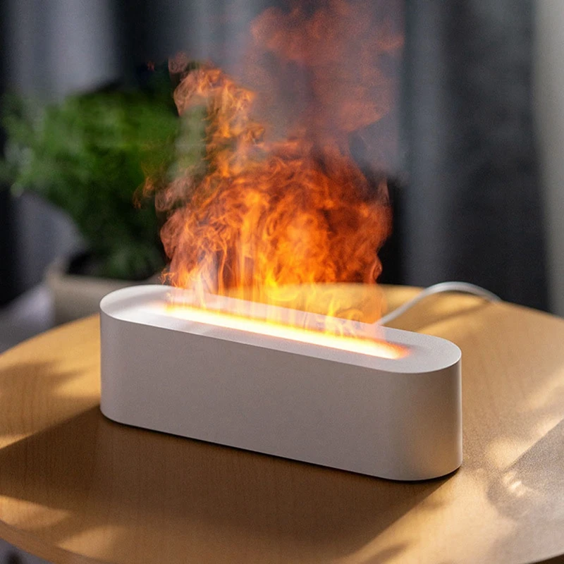 화염 공기 가습기 초음파 쿨 미스트 기계, 분무기 LED 에센셜 오일 디퓨저, 내구성, 사용하기 쉬운 블랙