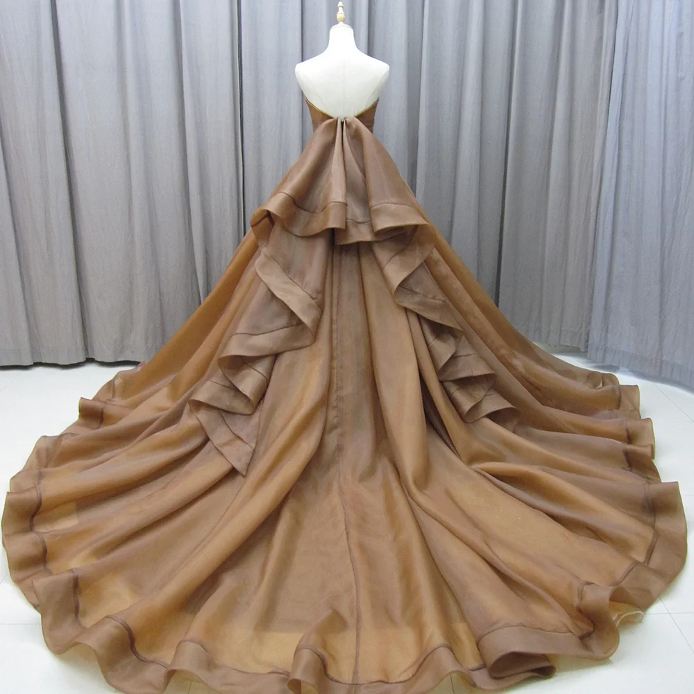 Popular Design Brown Lace Ball Gown Simple Quinceanera Dresses 2024 Strapless Sweet 16 Dress Vestidos De 15 Años