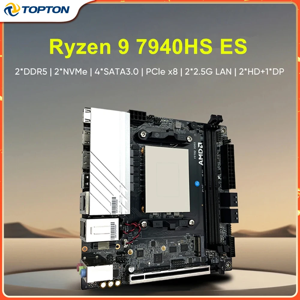 N17 Gaming NAS Motherboard AMD Ryzen 9 7940HS ES R7-7840HS ES 2xNVMe 4xSATA PCIEx8 2xDDR5 2x2.5G LAN Firewall NAS ITX Mainboard