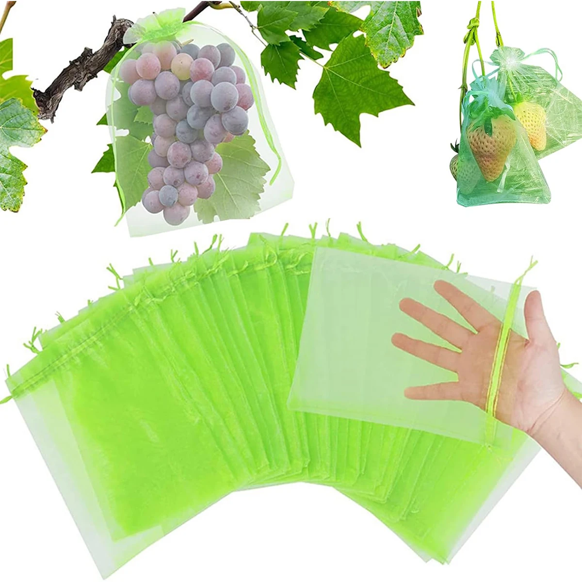 50PCS Grapes Fruit Protection Bags Garden Mesh Bags Agricultural Orchard Pest Control Anti-Bird Netting Vegetable Bags