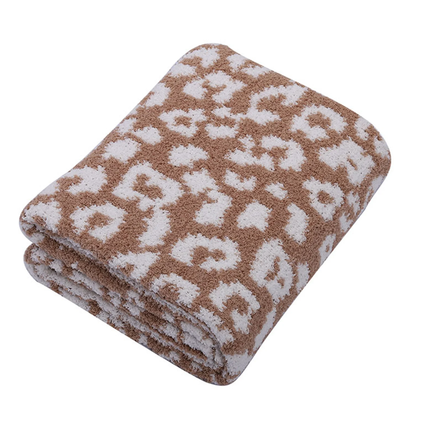 Leopard Knitted Throw Blanket Reversible Chic Warm Blankets for Bed Sofa Chair Couch Travel