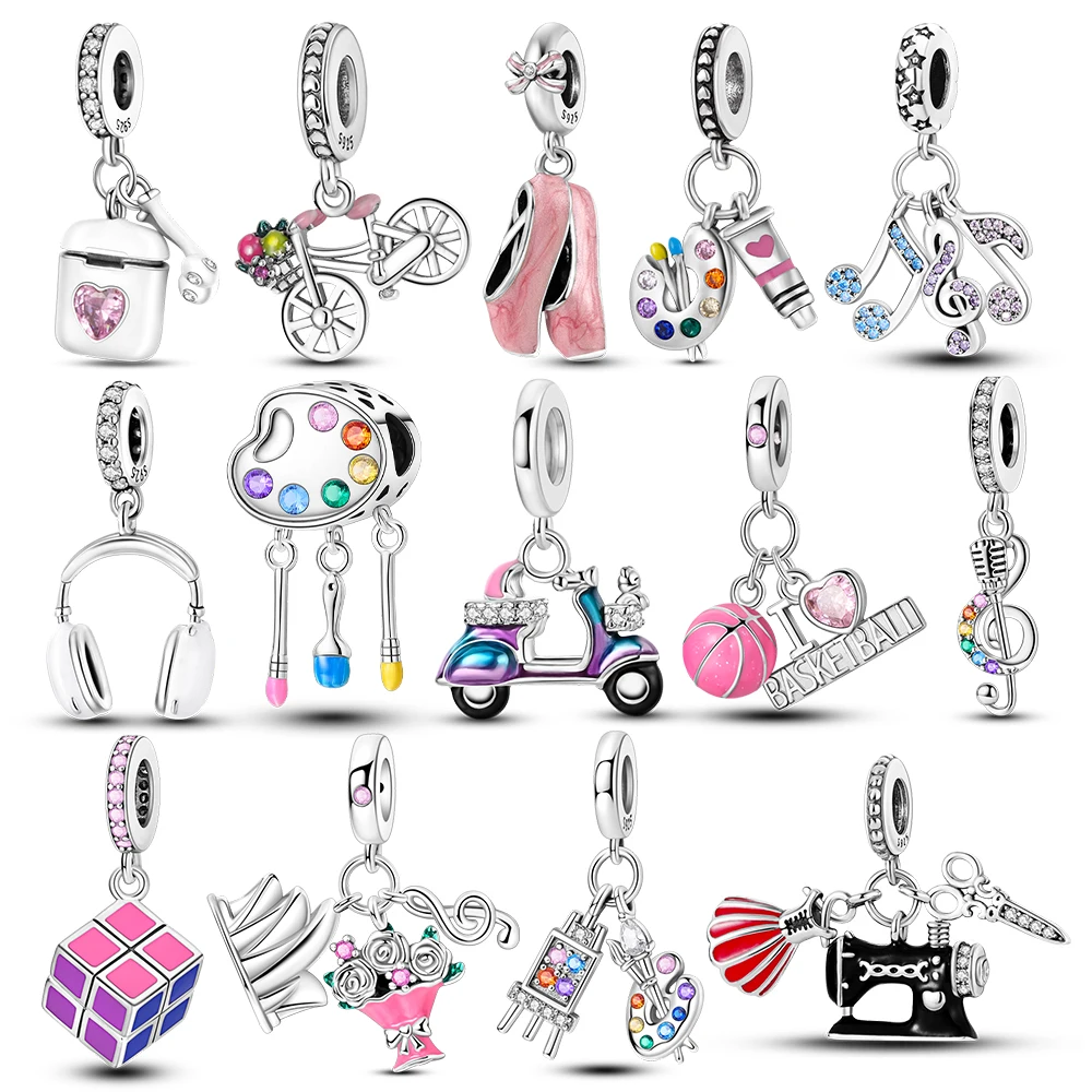 Fit Original Bracelet Charms Diy 925 Sterling Silver Coffee Palette Note Music Charm Beads Jewelry Gift For Women