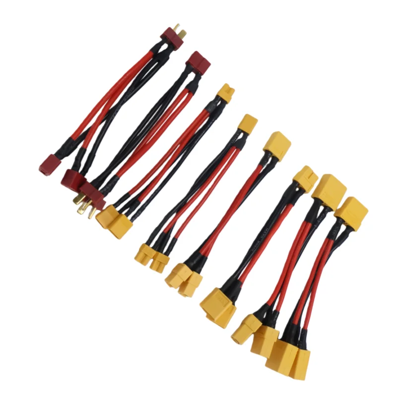 XT60 30 60 T Parallel Battery Connector Male/Female Cable Dual Extension Y Splitter/  14AWG Silicone Wire for RC Battery Motor