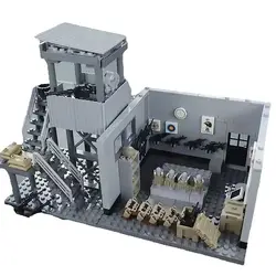 Moc WW2 Military Sentry Tower Weapons Armory War Scene Model Building Blocks Bricks Kit Toys For Children