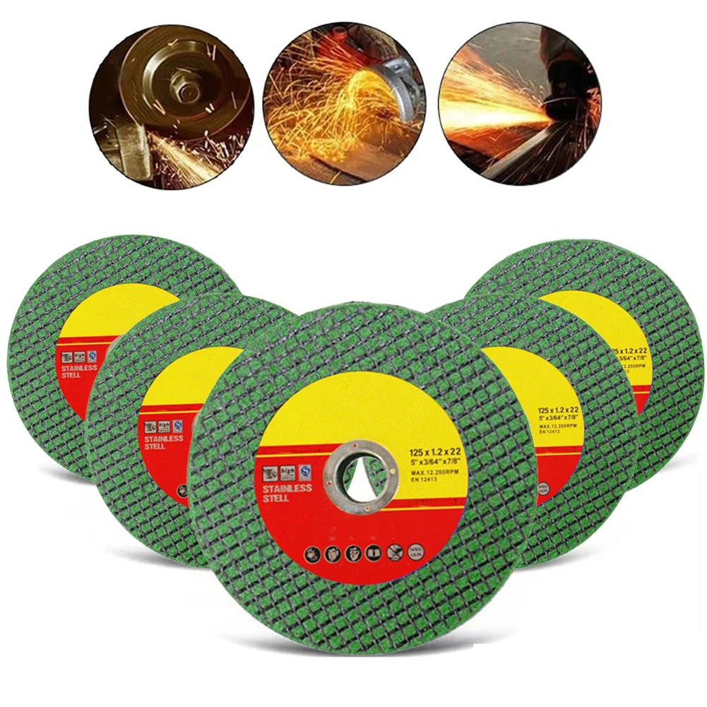 Practical Quality Useful New Grinding Wheel Resin Diamond 1.2mm 125mm/ 5 Inch 5pcs Angle Cutting Disc Double Green