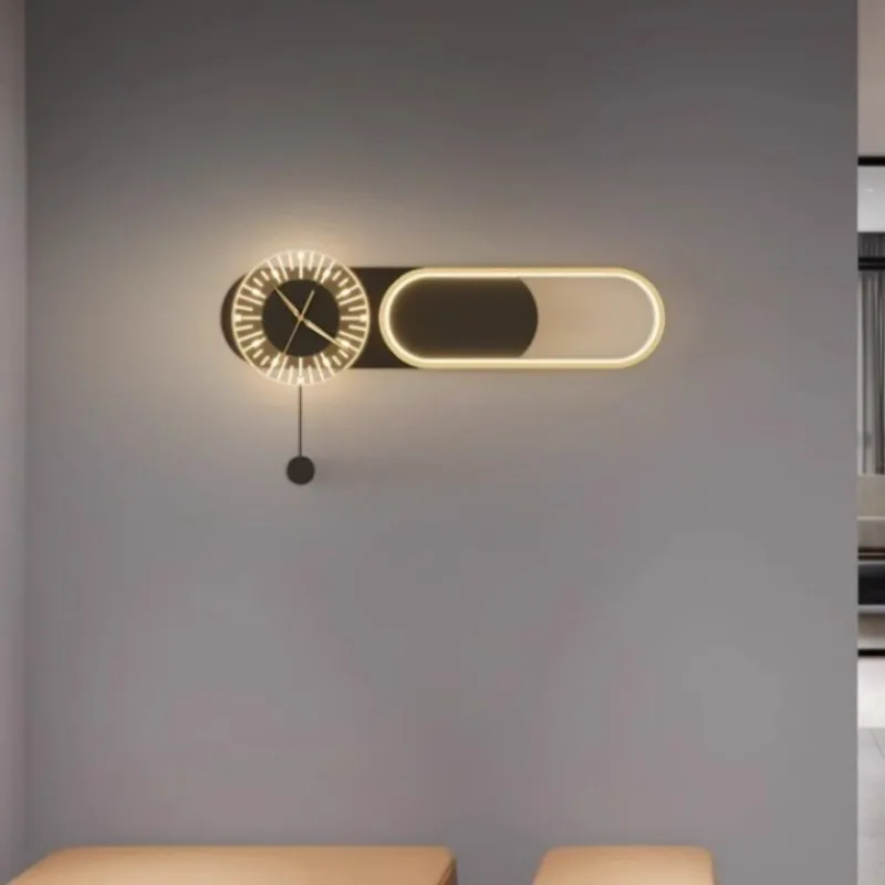 Modern LED Wall Clock Dimmable Warm Lighting Clocks Silent Pendulum Wall Decor Watch Living Room Bedroom Home Decor Light Clock