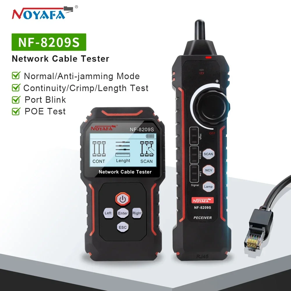 Noyafa NF-8209S LCD Network Cable Tester RJ45 Wire Tracker PoE Current Length Measurement Multifunctional Tool