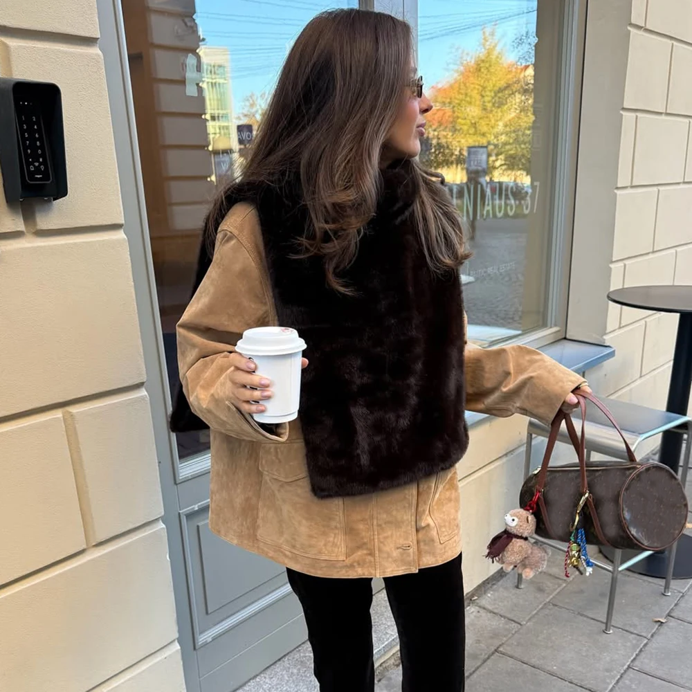 

Ticketsx Women Wool Vest Jacket Fashion New Solid Sleeveless Winter Warm Vest Jacket Vintage Casual Female High Street Jacket