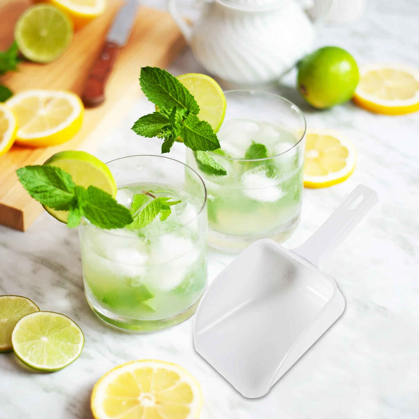 

1 set Ice Scoop Plastic With Hook For Kitchen Bar Party Ice Maker Refrigerator Cube Removal Tool Small Food Scooper Accessory