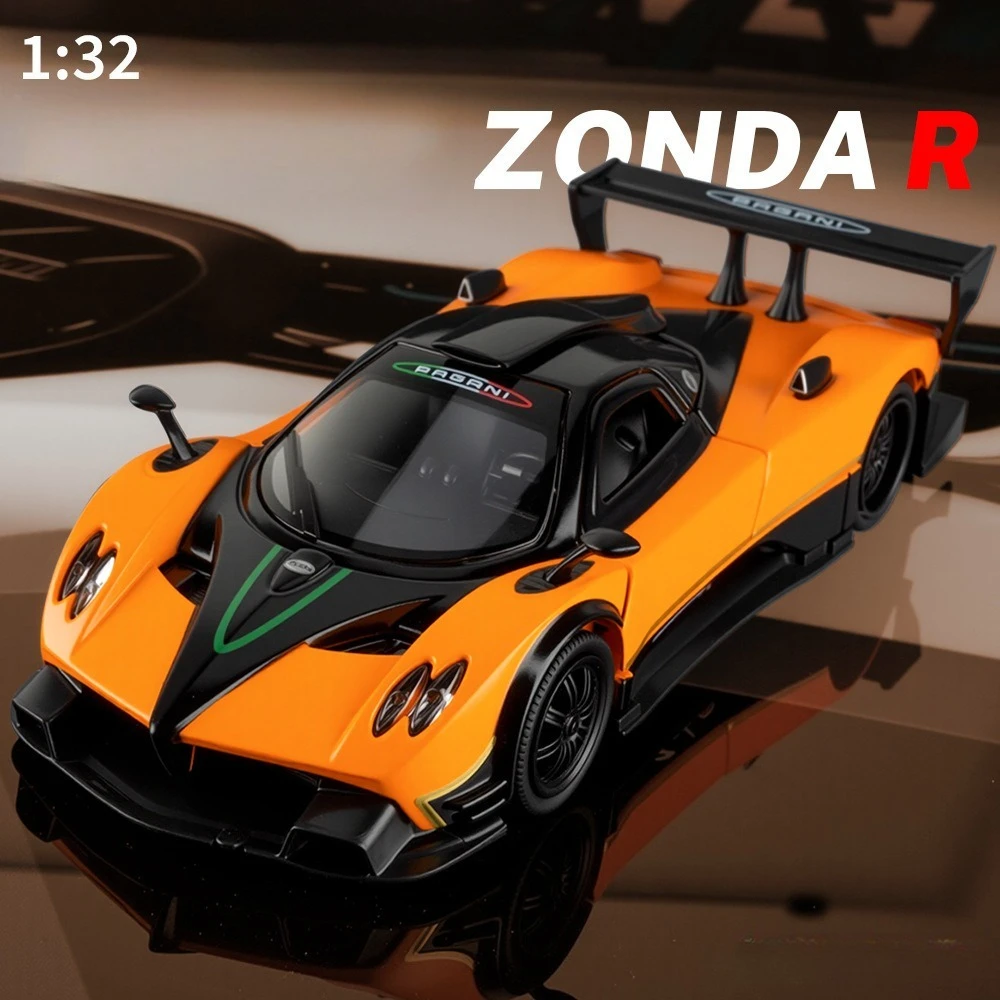 

1:32 Zonda R Toy Cars Models Rubber Tires with Light Sound Miniature Vehicle Wheel Pull Back Sports Car Boys Birthday Gifts