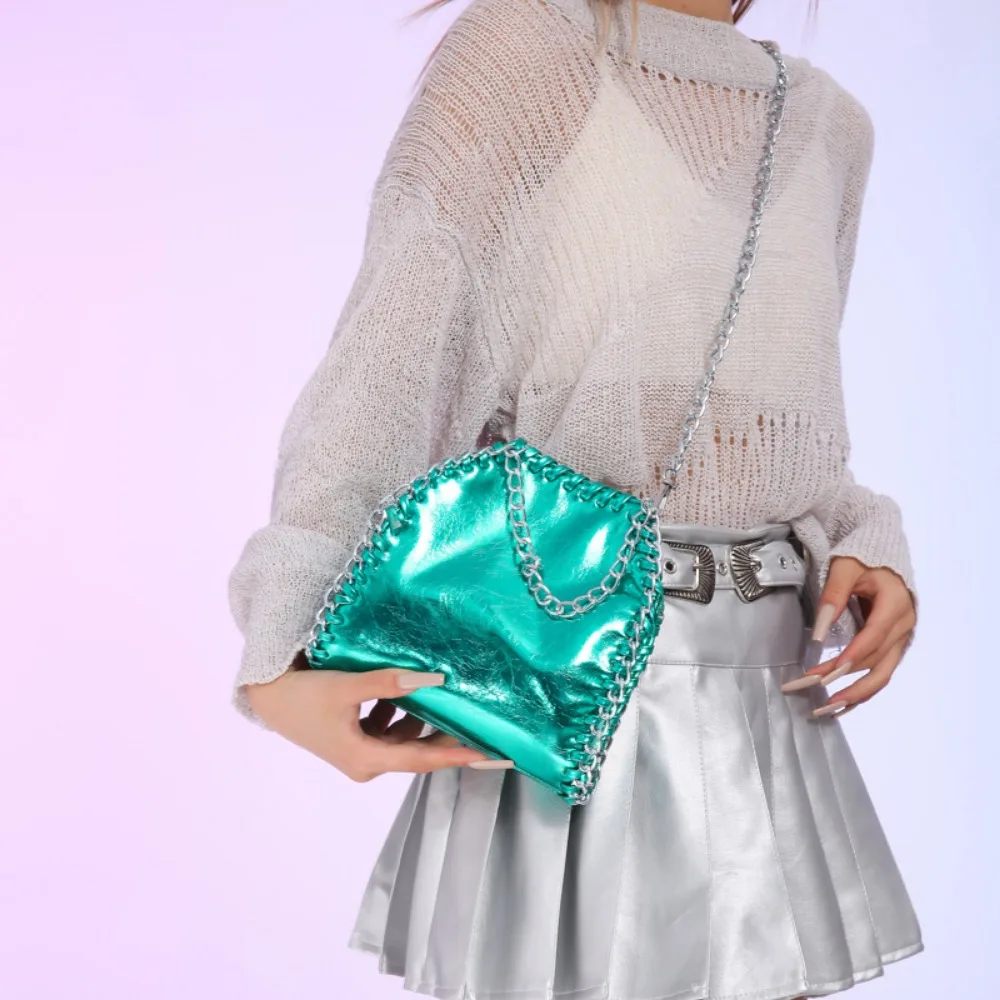حقيبة كروس بودي من الجلد اللامع للنساء ، محفظة بسلسلة ، حقائب كتف ، مصمم فاخر ، حقيبة حمل نسائية ، حقائب تسوق ، موضة ،