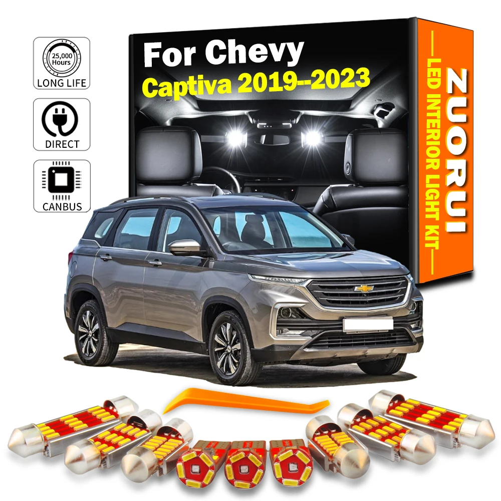 

ZUORUI 8Pcs Canbus LED Interior Map Dome Trunk Light Kit License Plate Bulb For Chevrolet Chevy Captiva 2019 2020 2021 2022 2023