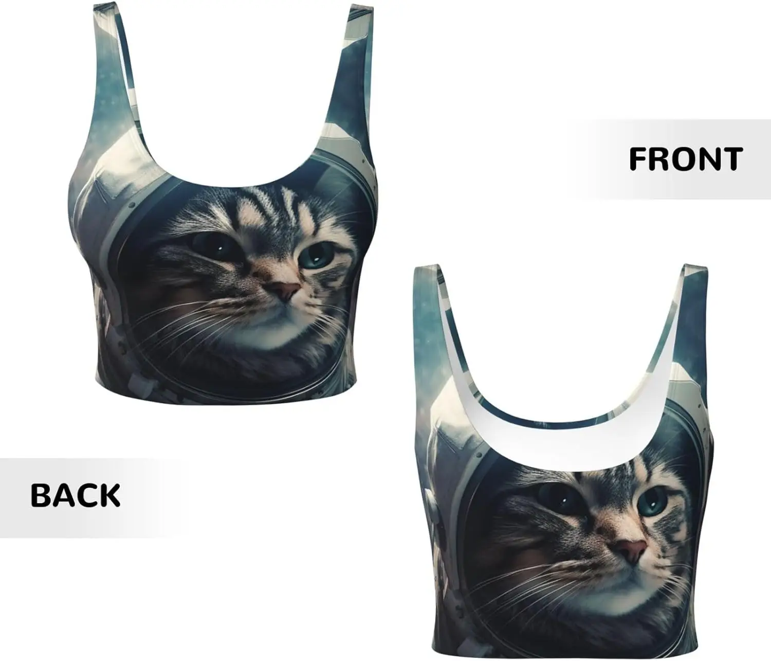 Спортивные бюстгальтеры для женщин, съемные женские майки с U-образной спинкой, астронавт, кот в космосе, забавные тренировочные бюстгальтеры с принтом для йоги