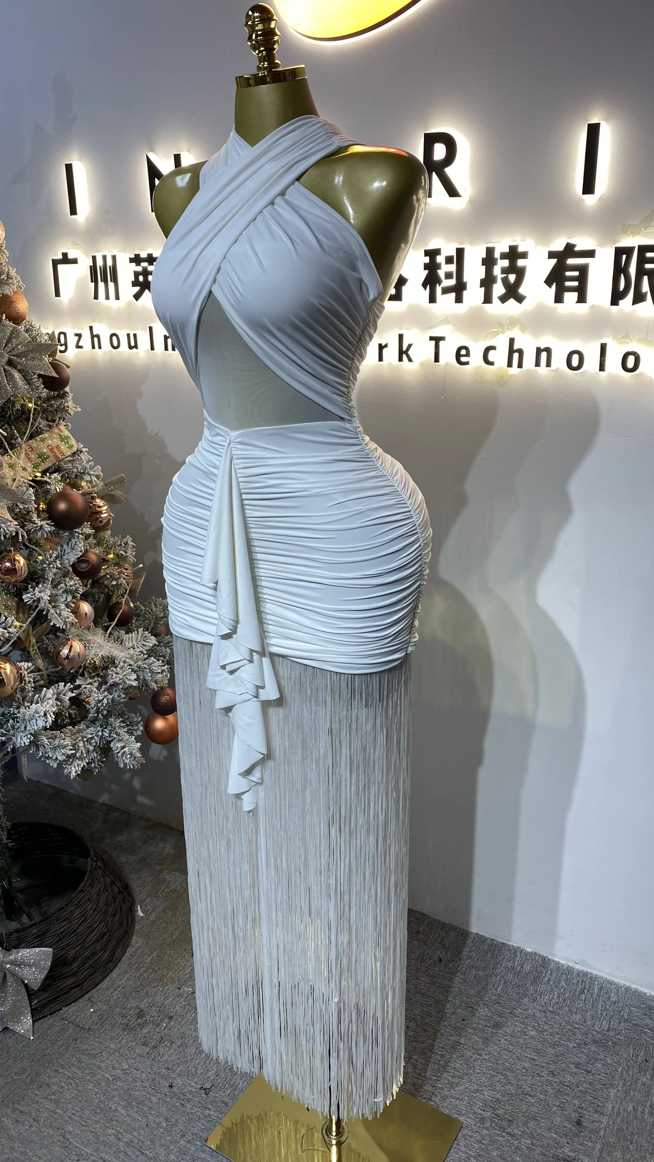 High-end New Fashionable Bodycon Dress, Summer Party Dress, Sleeveless Tassel Party Sexy Women's Clothing-GZXX325