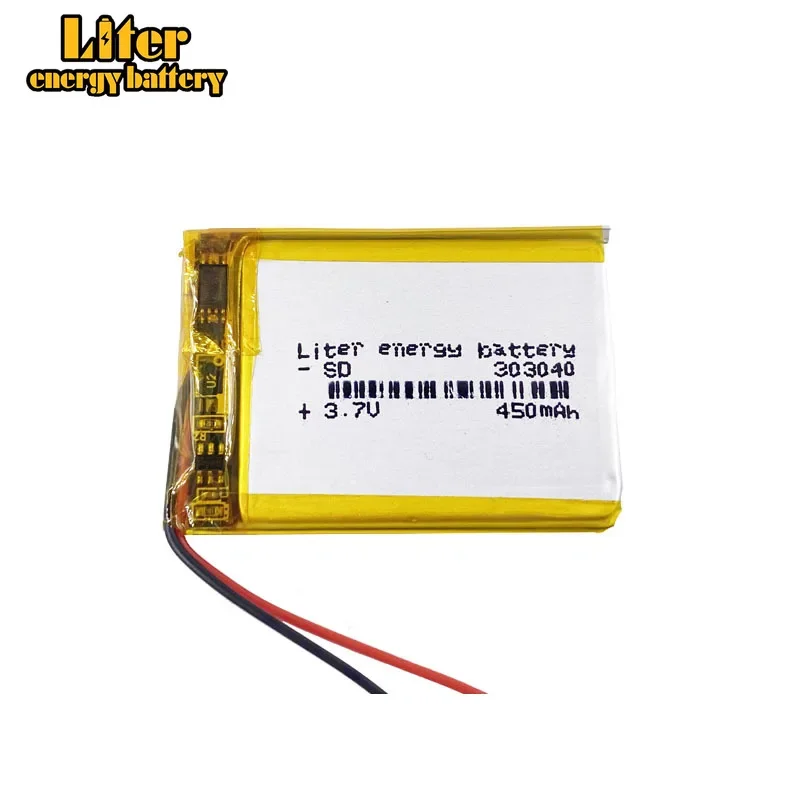 2pcs/lot Good Qulity 3.7V,450mAH,303040 Polymer lithium ion / Li-ion battery for TOY,POWER BANK,GPS,mp3,mp4