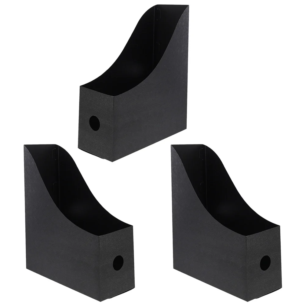 3 Pcs File Storage Box Folder Holder Office Bookshelf Shelves Rack for Desk Organizer Pp Magazine Student Use Desktop