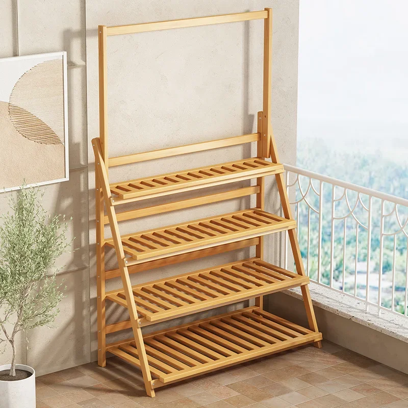Solid Wood Flower Shelf Plant Shelves Multilayer Folding Originality Design Plant Shelve Balcony Outdoor Furniture Supporto view 5