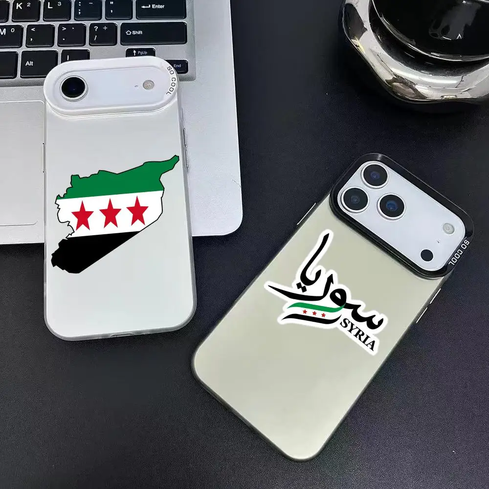 جديد العلم سوريا تصميم قضية الهاتف آيفون 17 16 15 14 13 12 11 برو ماكس الهواء ماتي الليزر أورورا للصدمات جراب هاتف