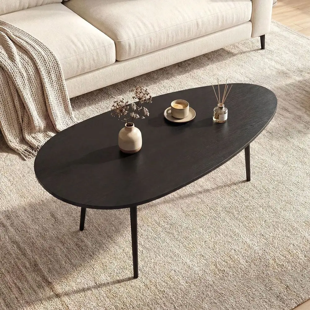 

Coffee Table, Mid Century Modern Center Table With Sturdy Metal Frame And Compact Design, Vintage Accent Cocktail Tea Table, Wo
