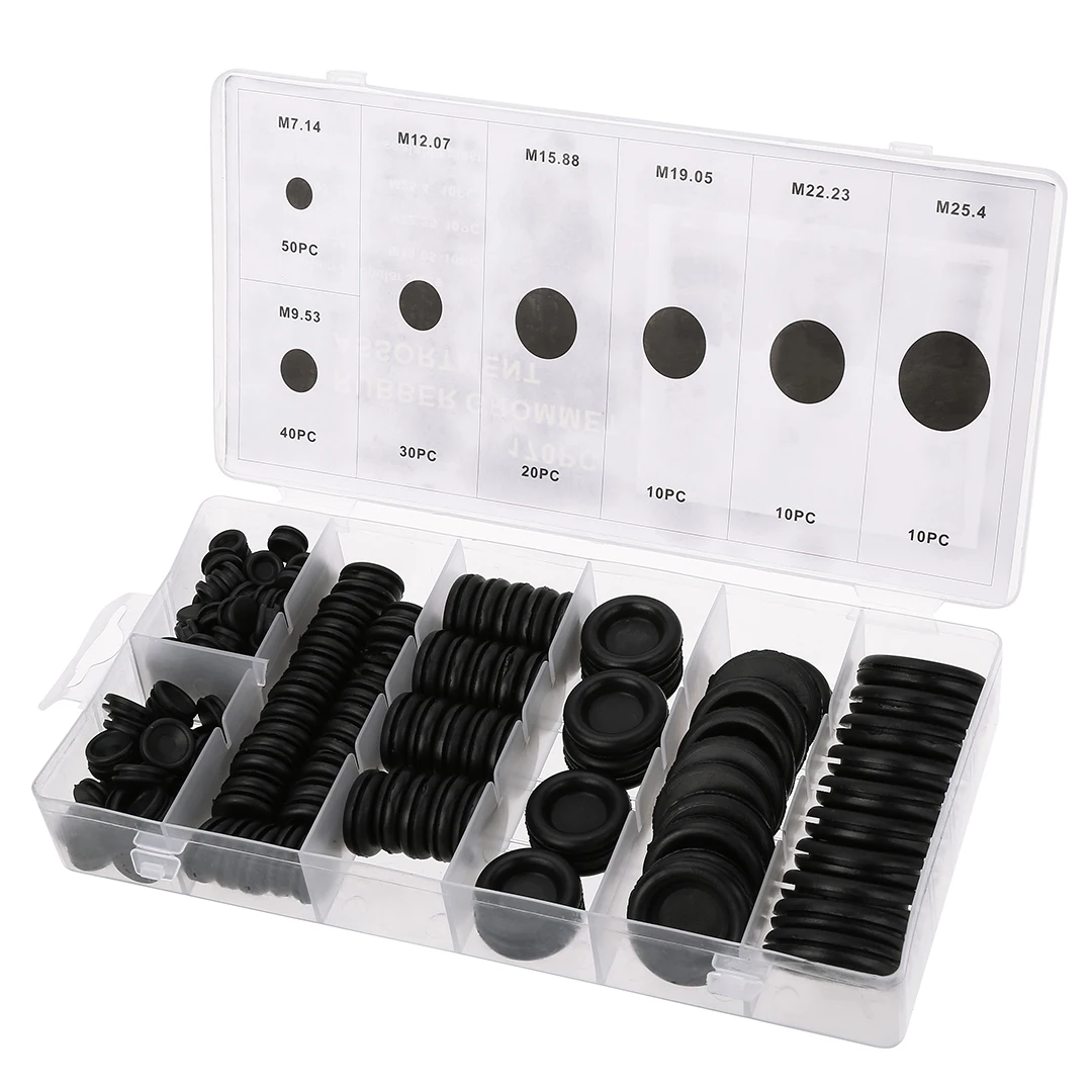 170pcs Rubber Grommet Firewall Hole Plug Set Car Electrical Wire Gasket Kit