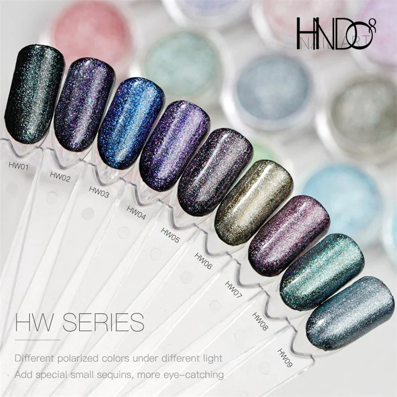 HNDO Aurora Nail Chrome Powder Solvent Resistance for Mixed Gel Polish Nail Art Professional Manicure Pigment Dust Decoration