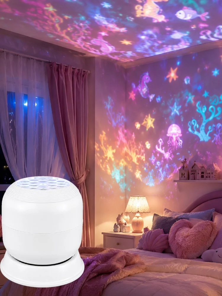 LED Ocean Animal Projector Mood Light Night Lamp Dynamic Pattern Kids Bedroom Home Party Ambient Decor Light Birthday Gift