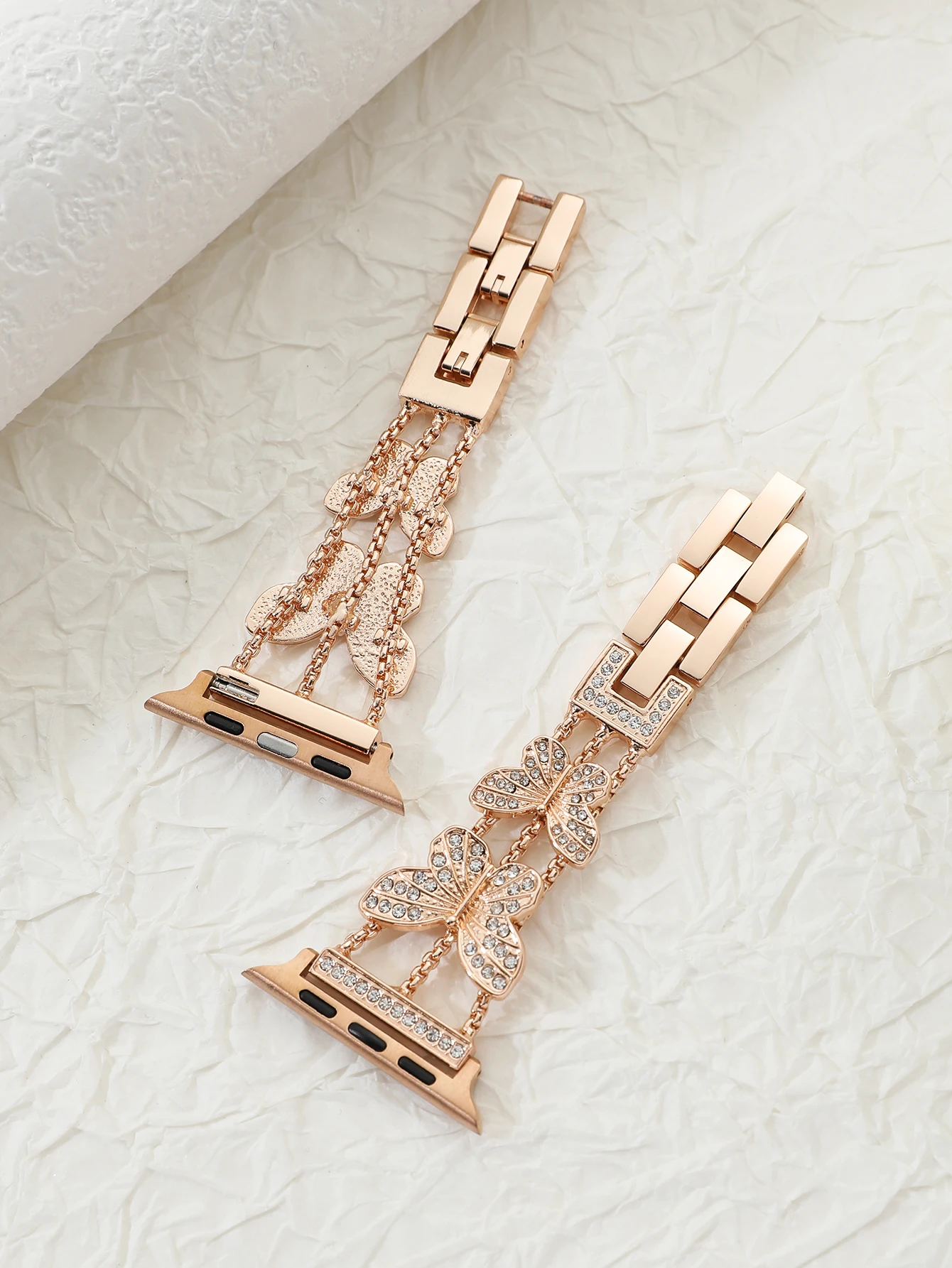 Metal Strap For Apple Watch Band Ultra 4mm 45mm 40mm 41mm 49mm Bling Butterfly Bracelet Chain for iWatch Series 9 8 7 6 5 SE 4 3