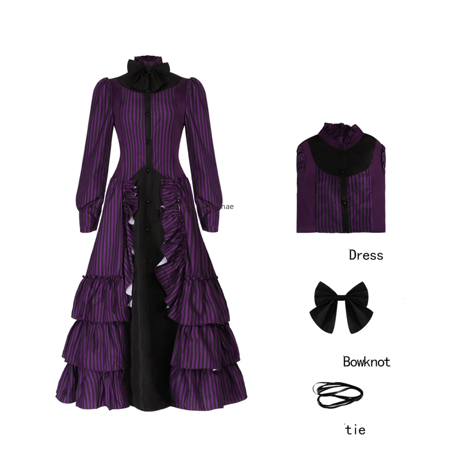 

Retro Gothic Bowknot Ruffled Medieval Dress for Women Cosplay Parties Themed Events Stage Performances Gatherings