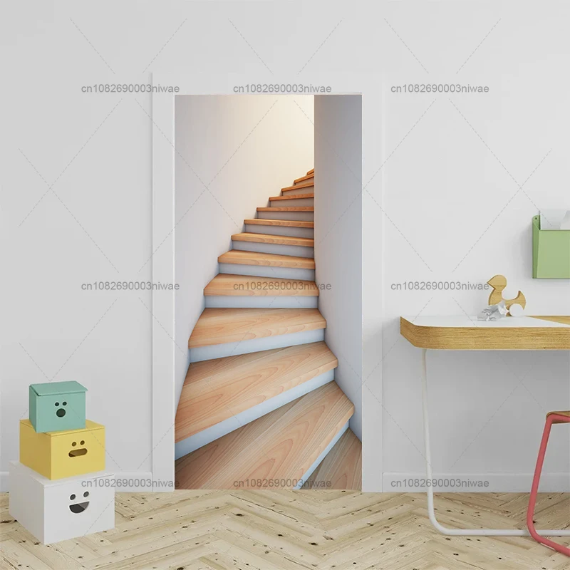 Vintage and modern staircase and corridor door stickers, home decoration stickers, PVC waterproof stickers