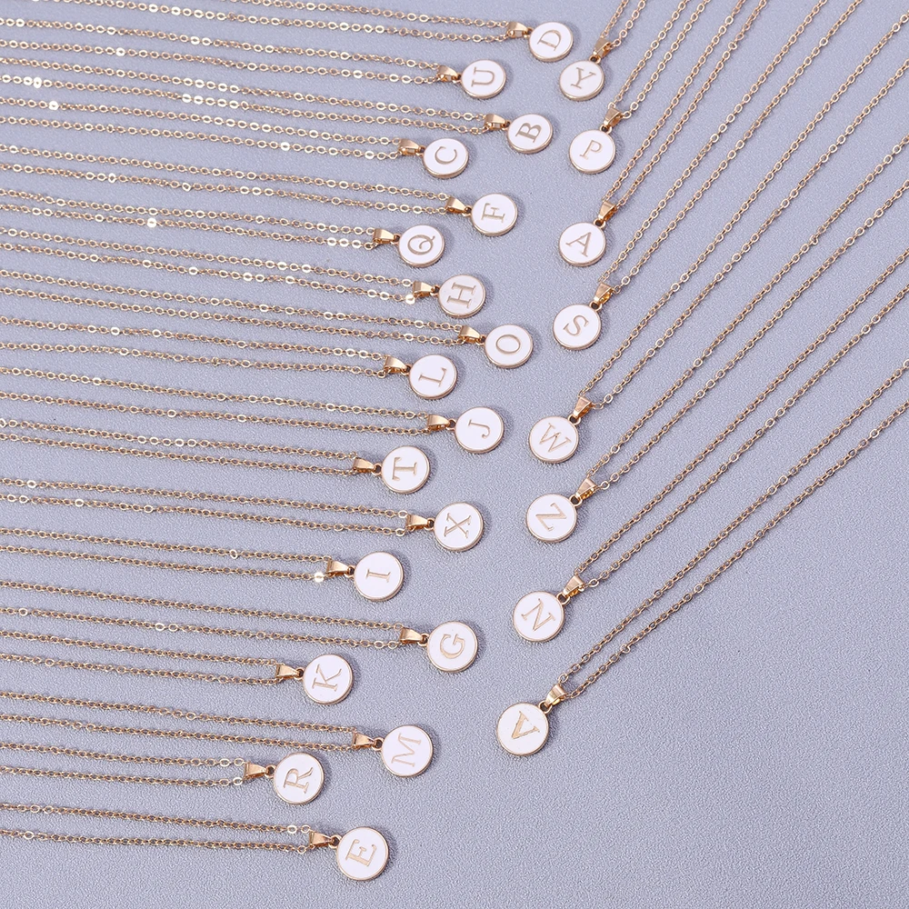 Aihua Minimalistische Initiale Emaille Weiß Schwarz A-Z Buchstaben Halskette für Frauen Alphabet Anhänger Schmuck Geburtstag Geschenke Großhandel – Detail 9