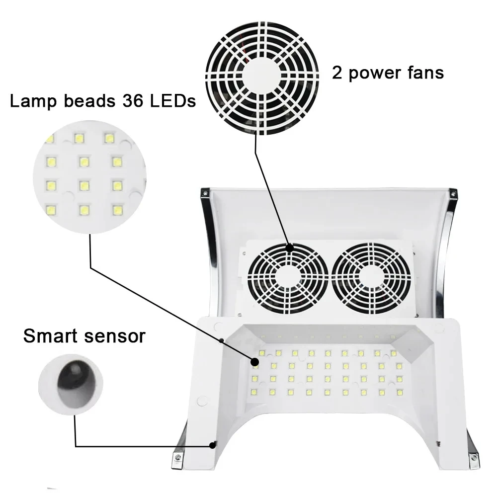 new 2 in 1 nail vacuum cleaner phototherapy machine quick-drying nail lamp dust removal phototherapy integrated machine