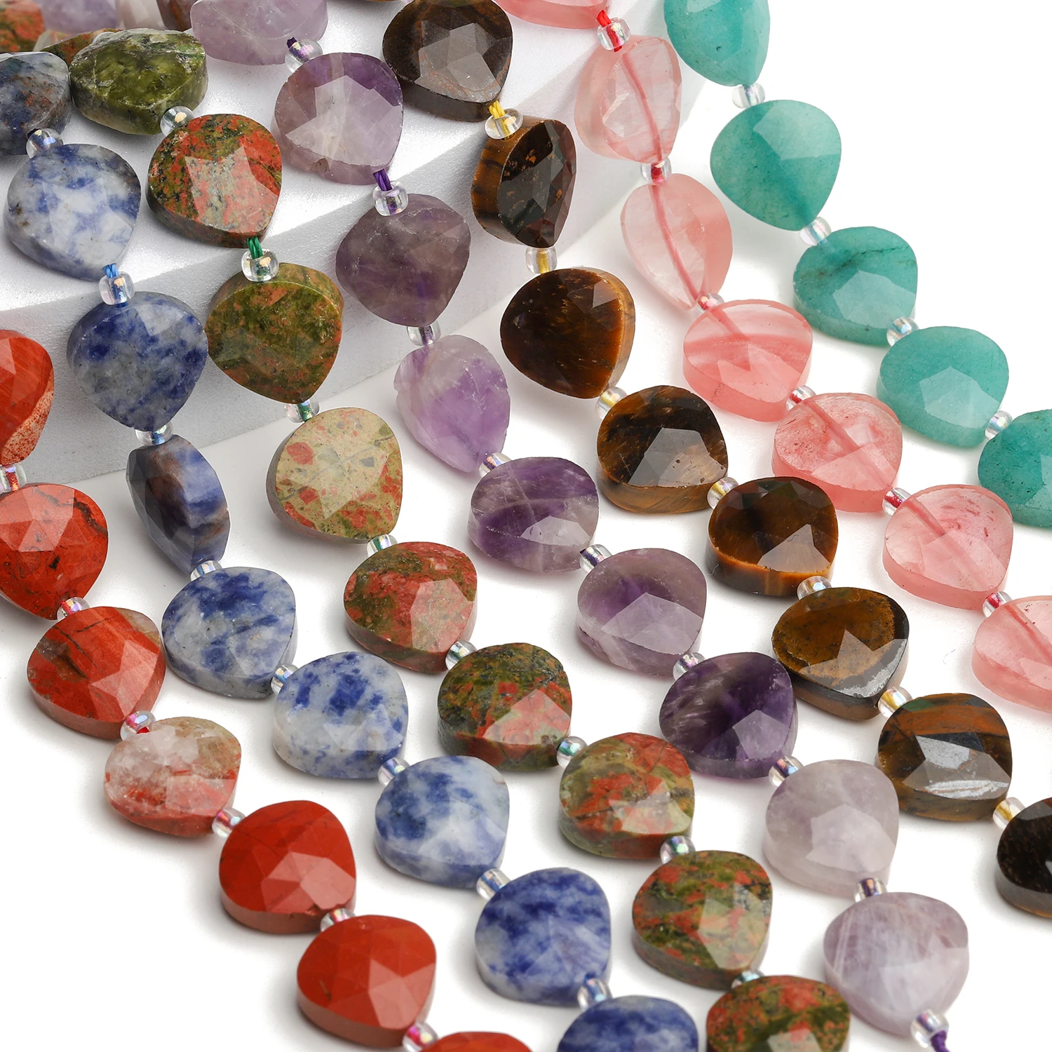 AAA+ Facettierte Wassertropfenförmige Natursteinperlen Amethyst Onyx Rhodonit Lose Perlen für Schmuckherstellung Energieheilung Charms Armband