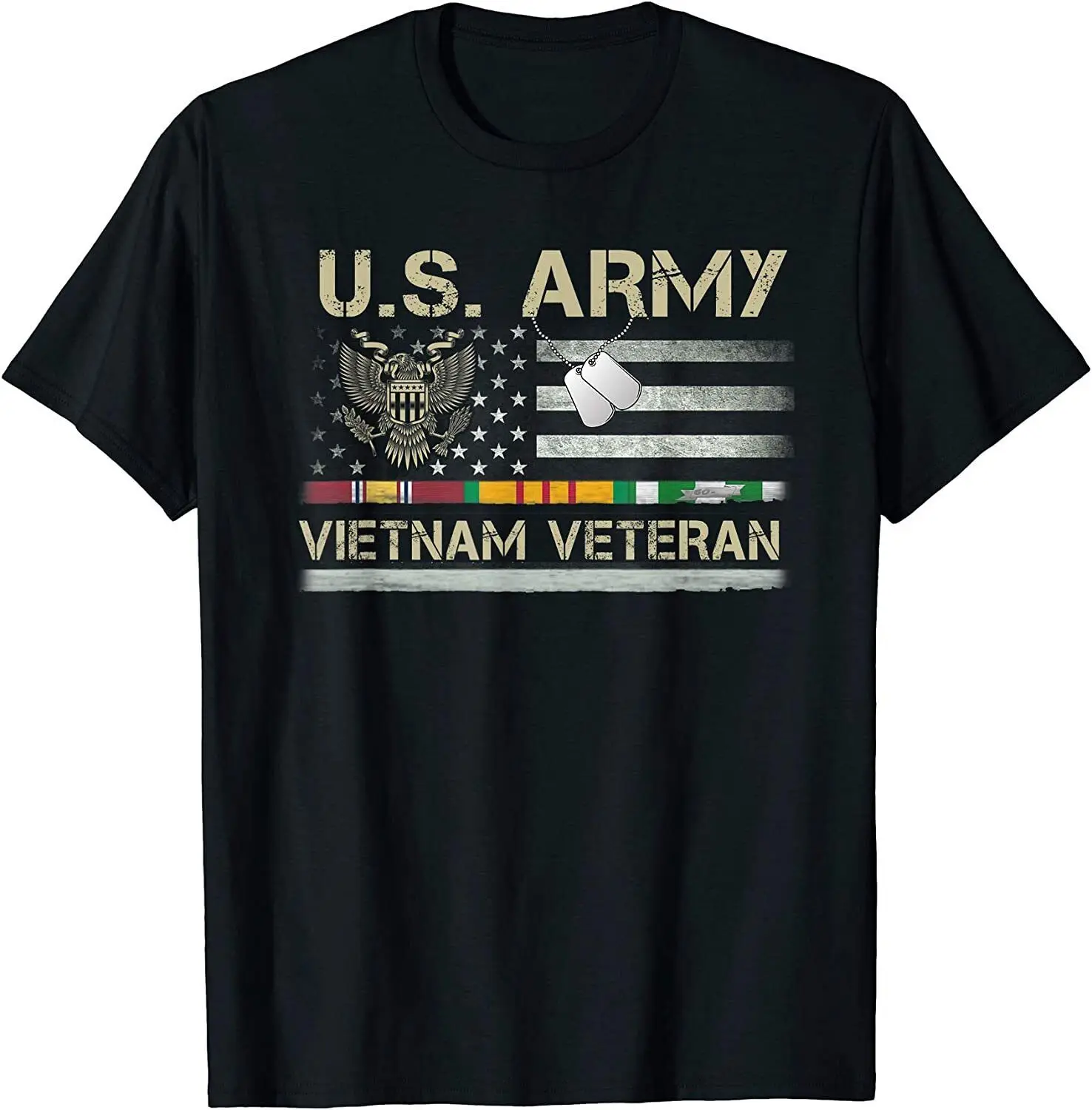 

NEW! US Army Vietnam Veteran USA Flag Veteran Vietnam T-Shirt - MADE IN USA