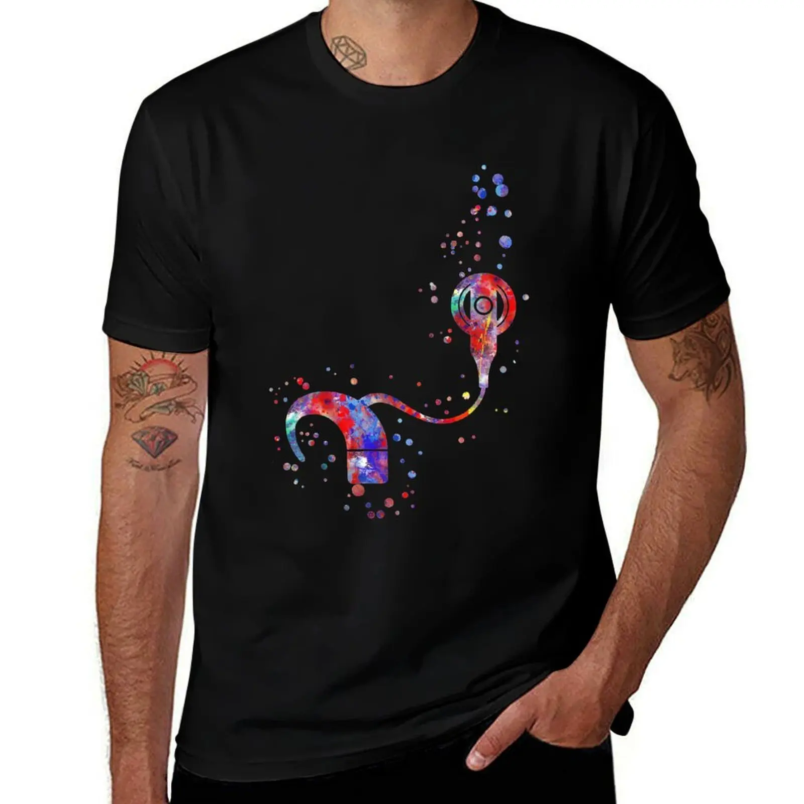 Cochlear implant T-Shirt Art Pattern Printed Casual Top T-Shirt