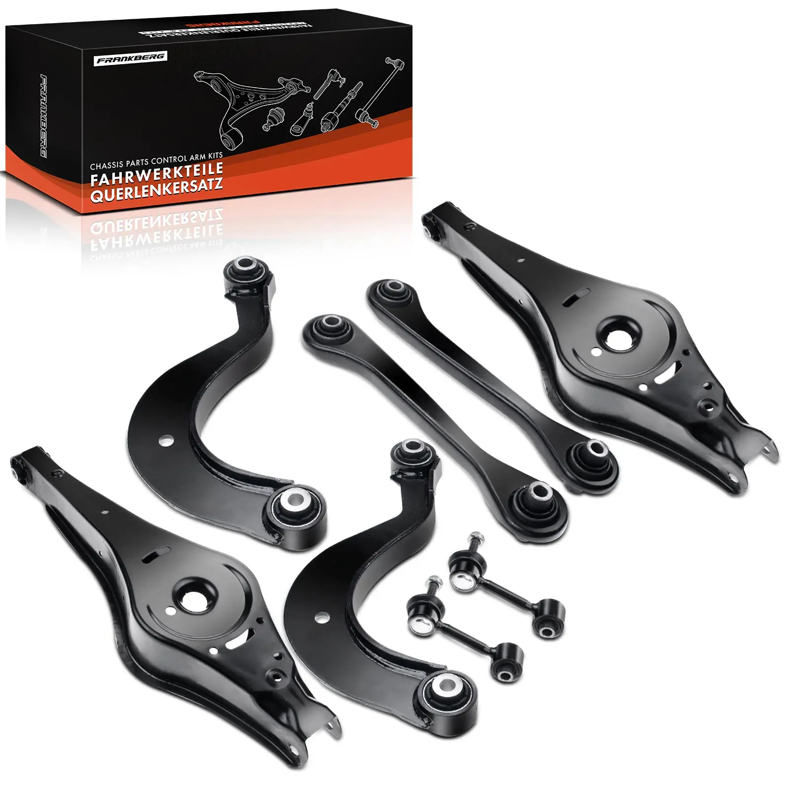 Frankberg 8-delige draagarmset achteras voor VW Golf Plus V Variant VI Jetta IV Passat Alltrack Scirocco Sharan 1K0505323H