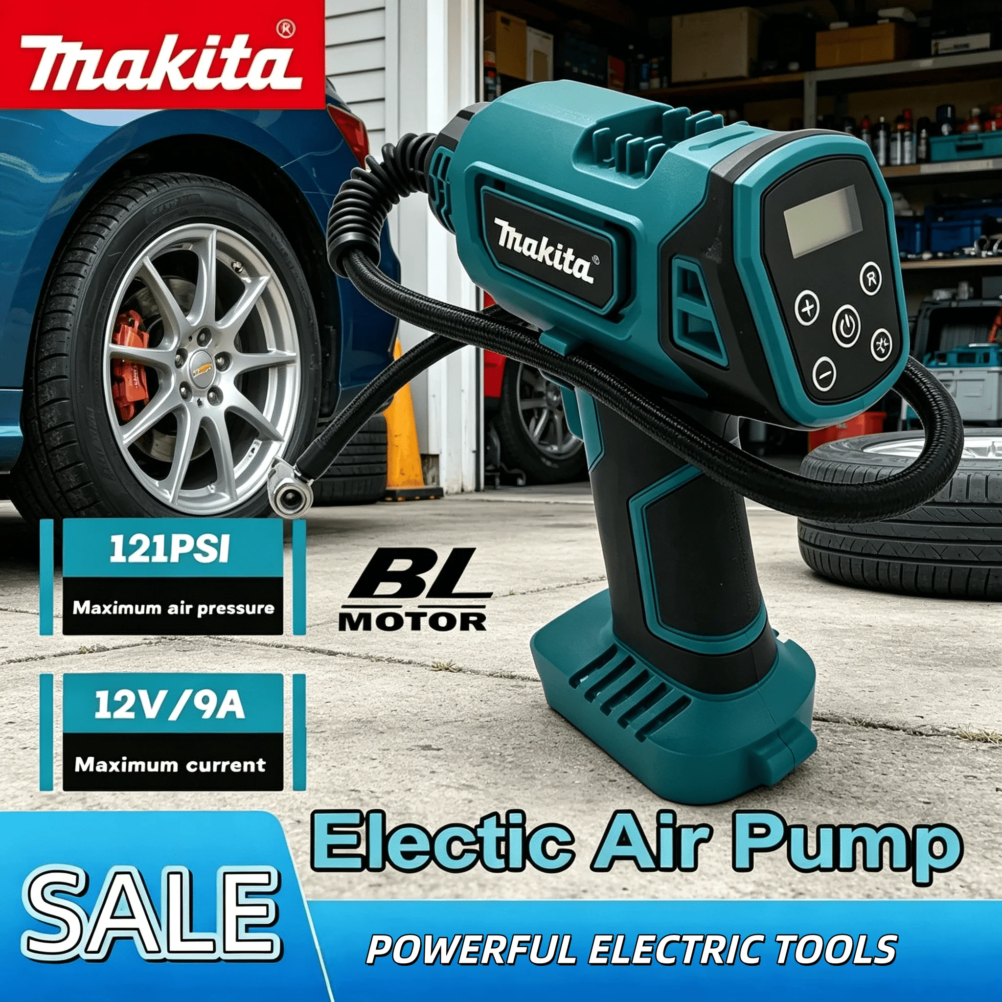 

Портативный беспроводной электрический воздушный насос Makita 18В, совместимый с аккумуляторами, перезаряжаемый автоматический насос для накачивания автомобильных шин, электроинструмент для дома