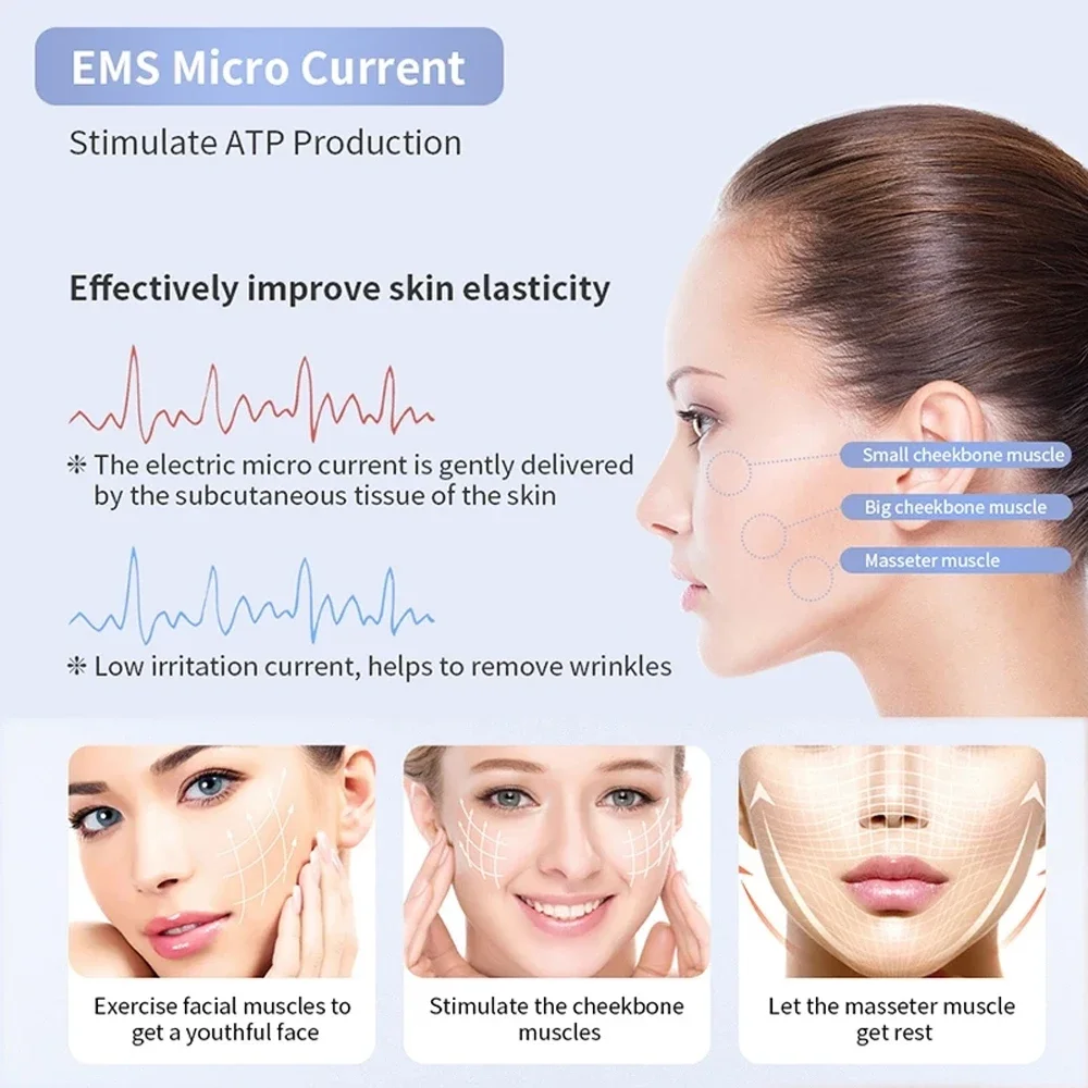 ใหม่ EMS เครื่องนวดหน้าไฟฟ้า V-Line Up เข็มขัดยก V Face LED Face ยกกระชับผิวอุปกรณ์ความงาม Double Chin ลด